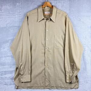 Ermenegildo Zegna Dress Shirt Beige Micro Check 100% Cotton Sz XXL Luxury Made